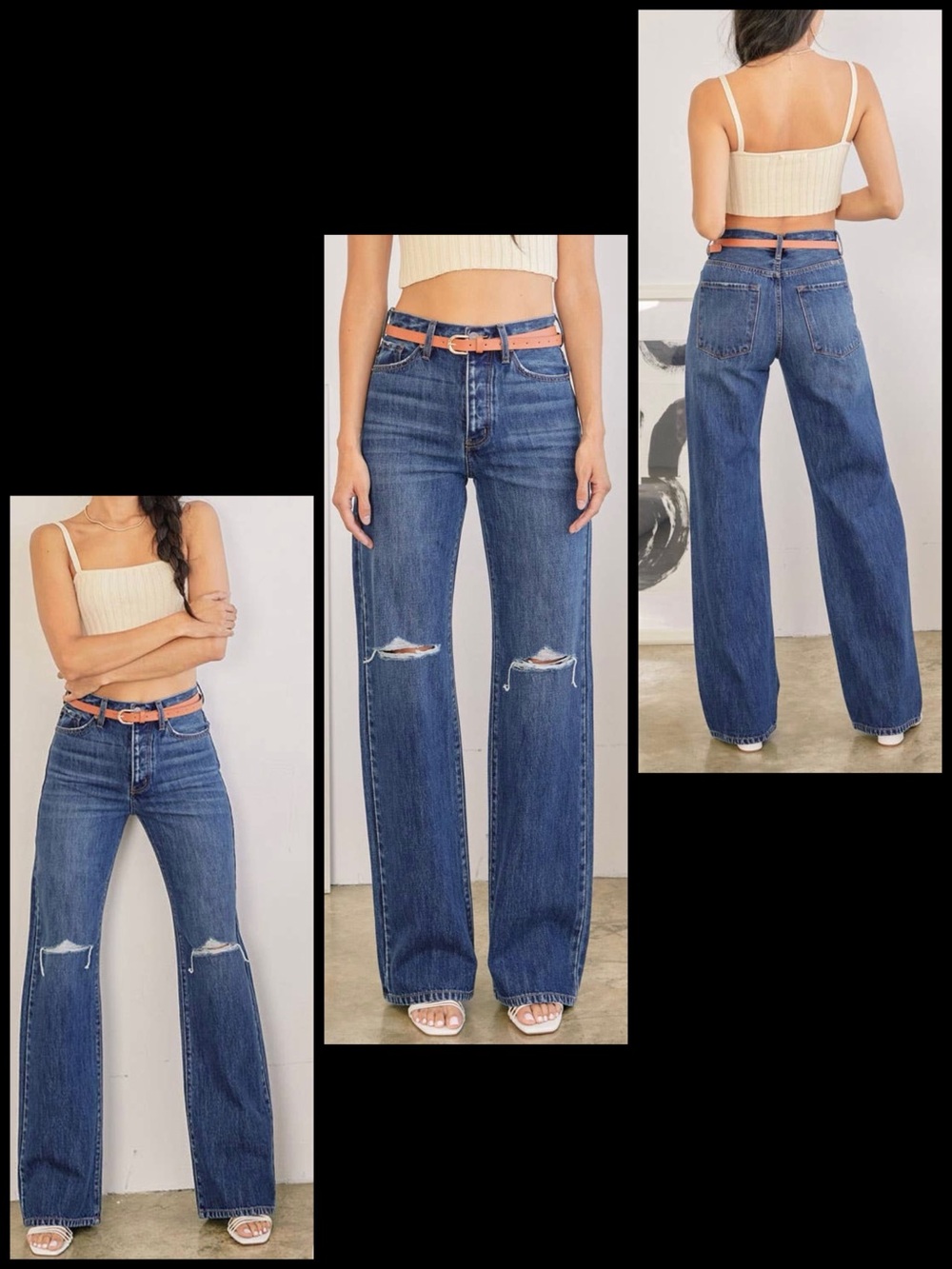 KanCan Dark Wash 90’s Ultra High Rise Wide Leg Flare Jean- Size 9